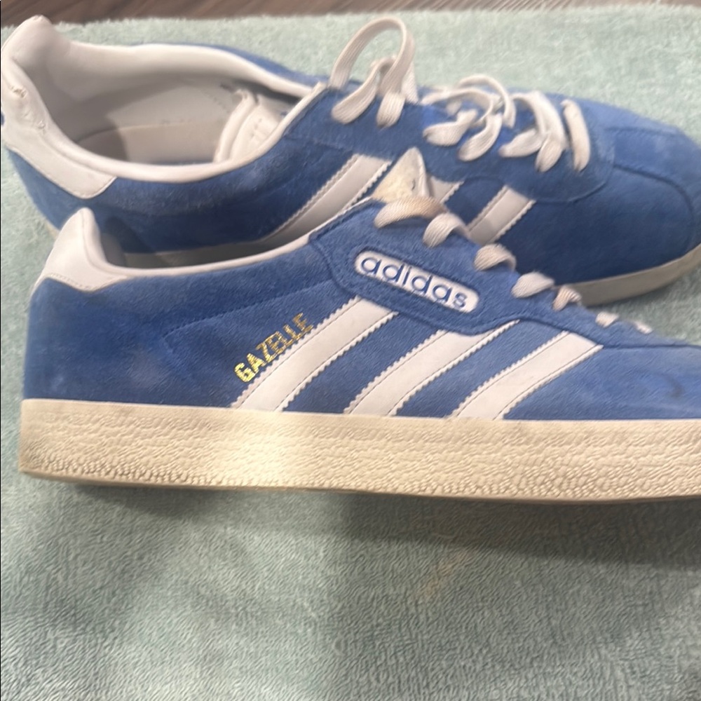 Adidas Blue and White Gazelle Sneakers